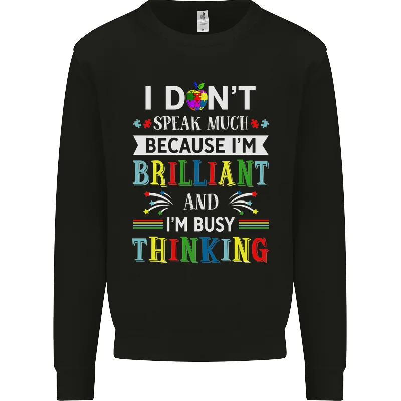 Brilliant & Busy Thinking Autism Autistic Mens Sweatshirt Jumper Hoodie with Ribbed Neckline Snug Warm