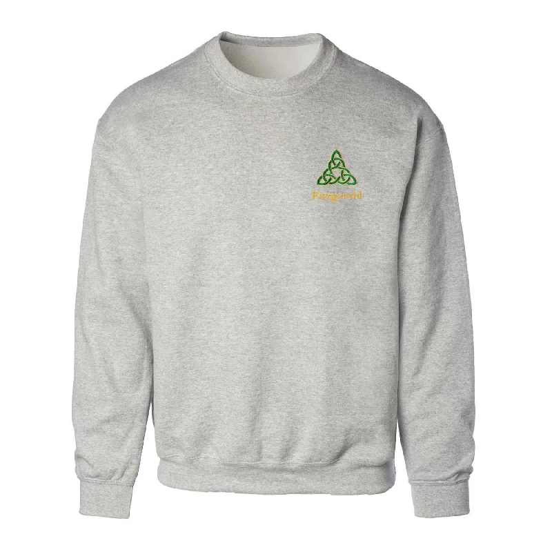 Celtic Triangle Knot Embroidered Personalized Sweatshirt- Gray Hoodie with Turtle Neck Cozy Winter