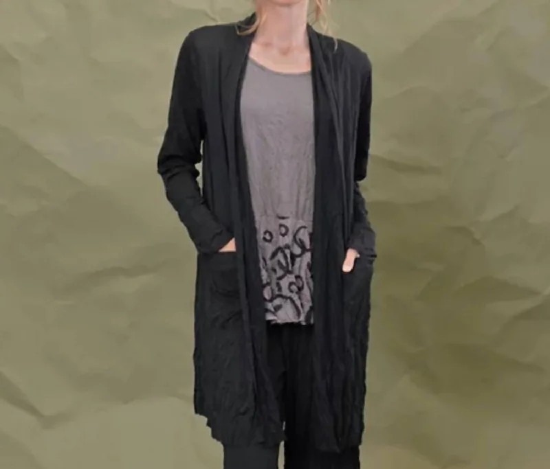 Cleon Cardigan In Black Fitted Loose Oversized