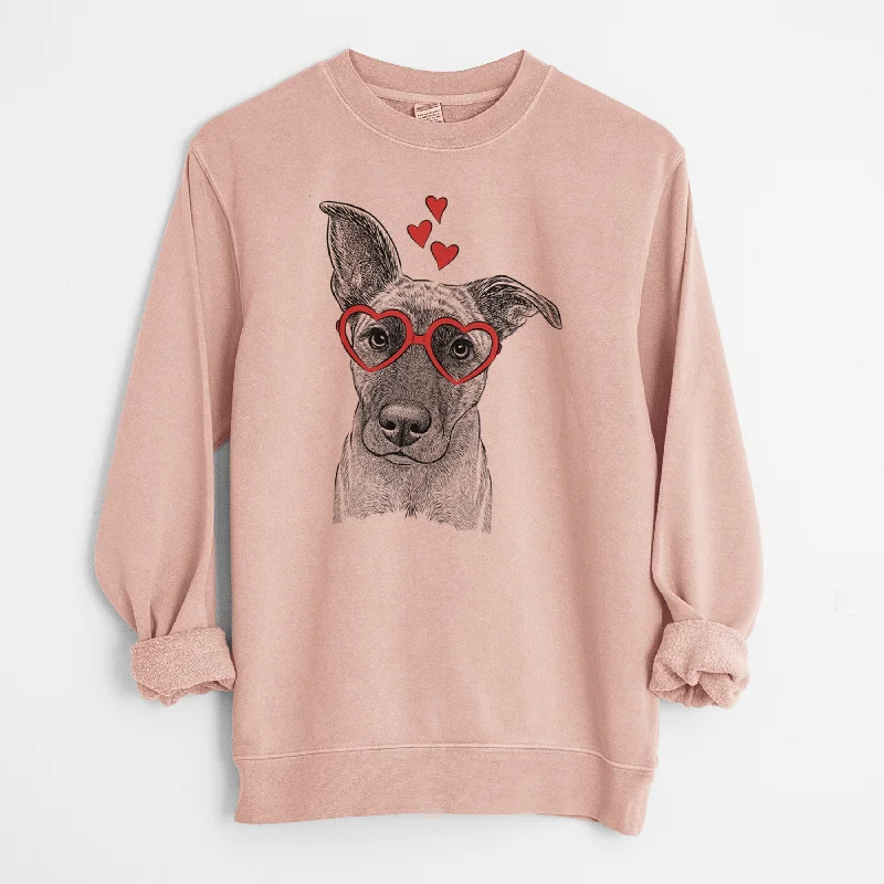 Valentine Zoey the Mixed Breed - Unisex Pigment Dyed Crew Sweatshirt Hoodie with Strings Custom Fit Adjustable