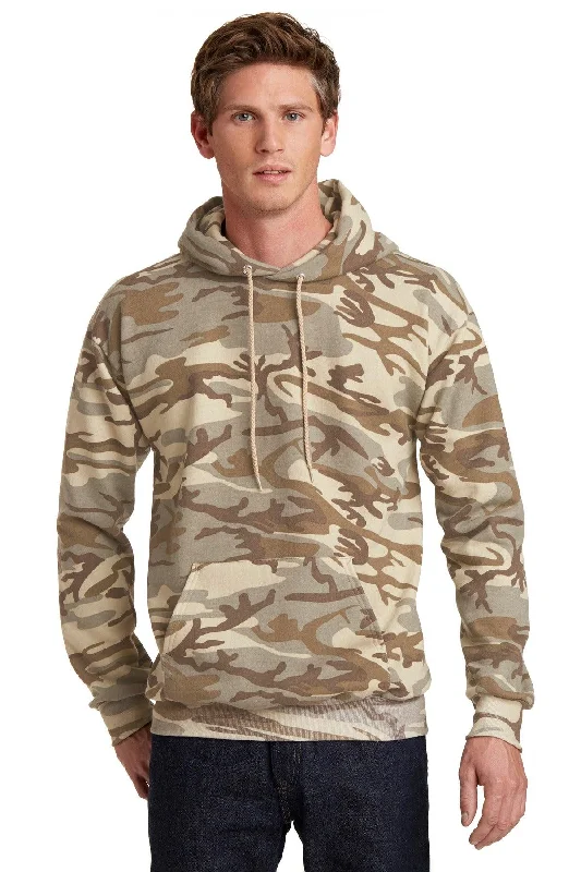 Port & Company Core Fleece Camo Pullover Hooded Sweatshirt. PC78HC Hoodie with Hem Raw Edge Edgy Unfinished