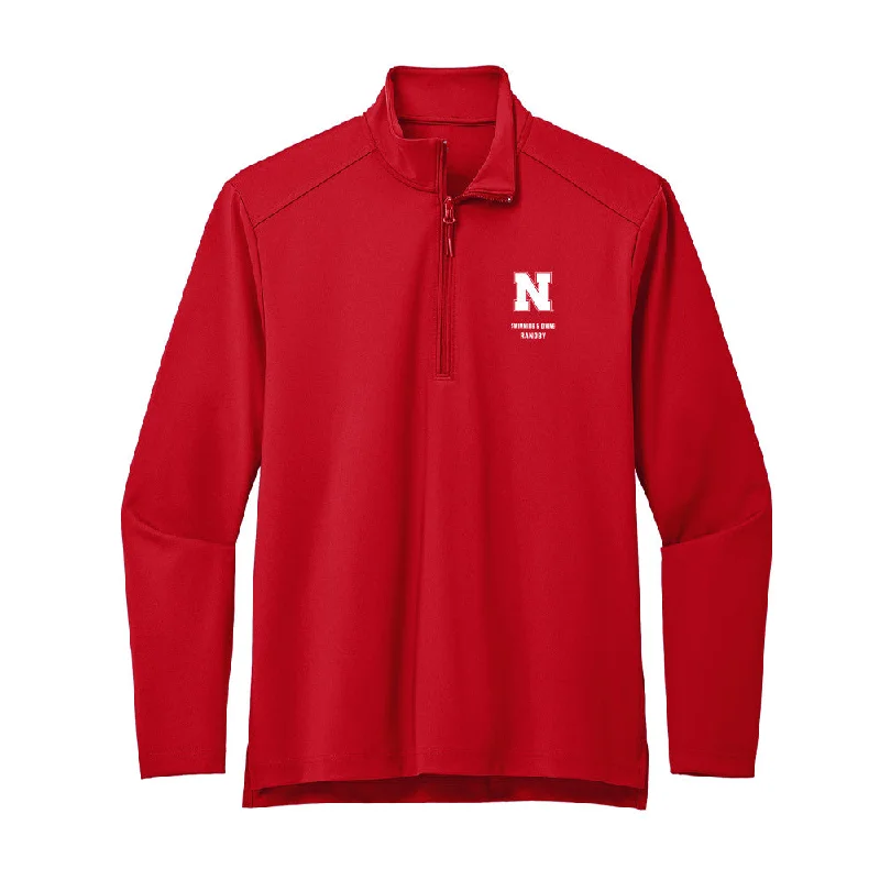 Nebraska - NCAA Women's Swimming & Diving : JoJo Randby - Premium Quarter Zip Jacket Lace Jacket Ribbed Jacket Sequined Jacket