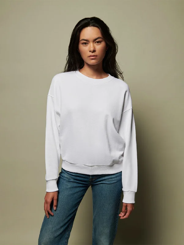 Jovie White Clasic Sweatshirt - White Hoodie with Applique Textured Unique