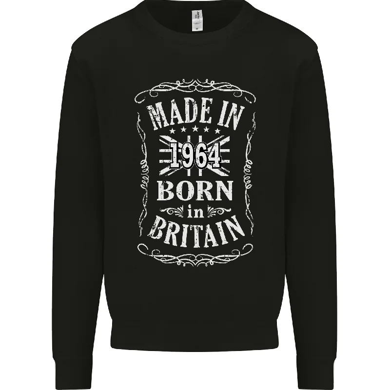 Born In Britain 60th Birthday Made 1964 Mens Sweatshirt Jumper Hoodie with Logo Branding Identity