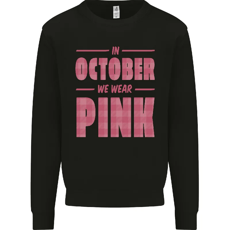 Breast Cancer Awareness In October Pink Mens Sweatshirt Jumper Hoodie with Pattern Geometric Abstract