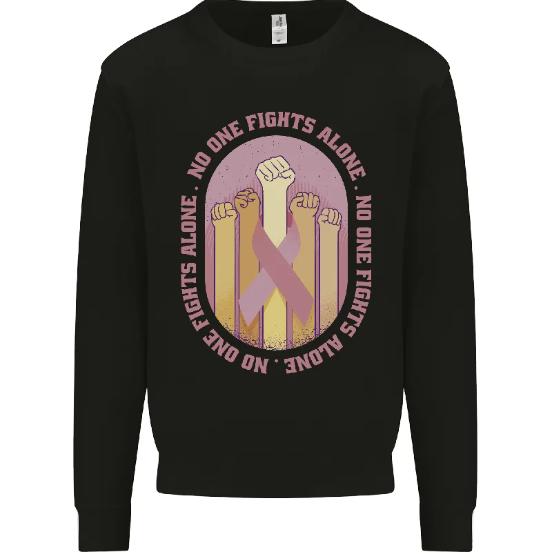 Breast Cancer Awareness Fights Alone Mens Sweatshirt Jumper Hoodie with Hood Adjustable Protection