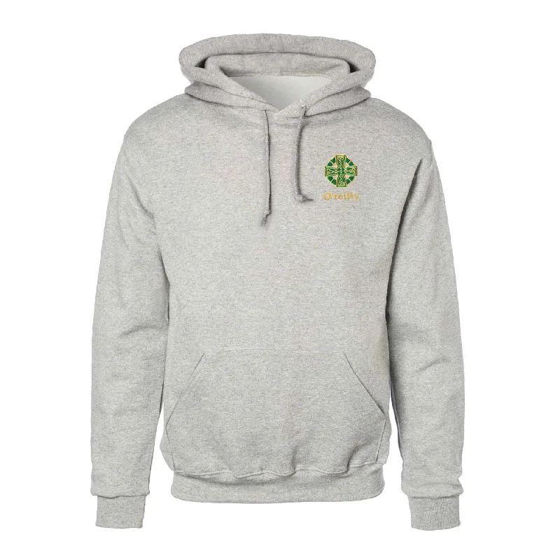 Celtic Cross Embroidered Personalized Hoodie- Gray Hoodie with V-Neck Classic Versatile