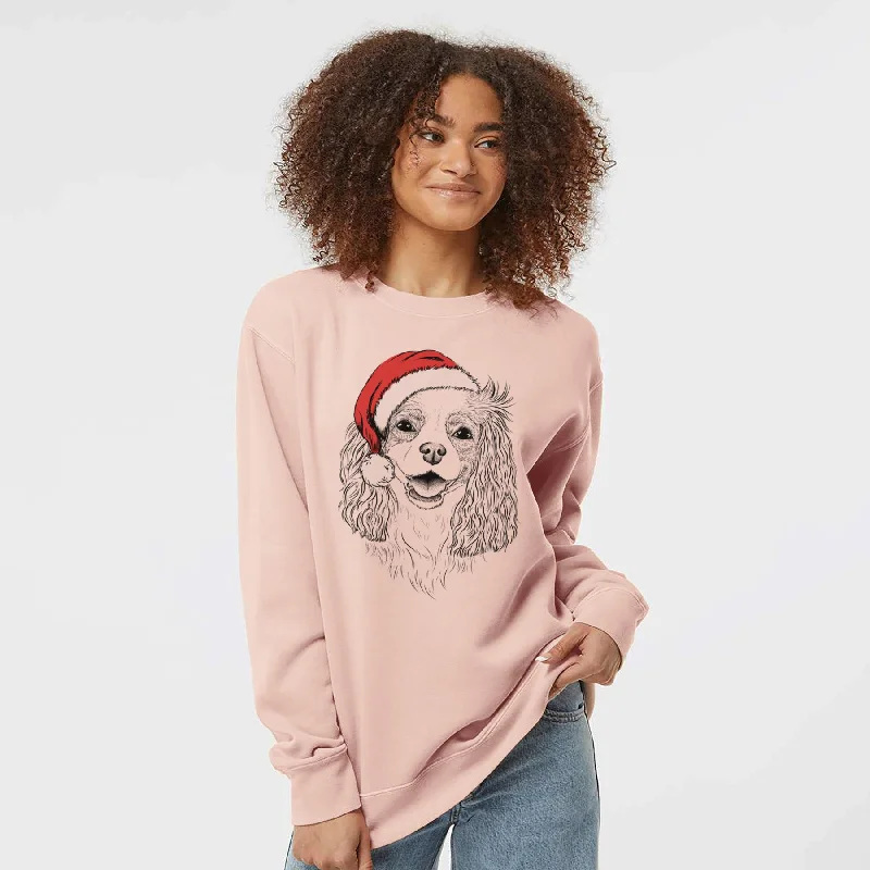 Santa Halley Comet the Cavalier King Charles Spaniel - Unisex Pigment Dyed Crew Sweatshirt Graphic Hoodie Design Print