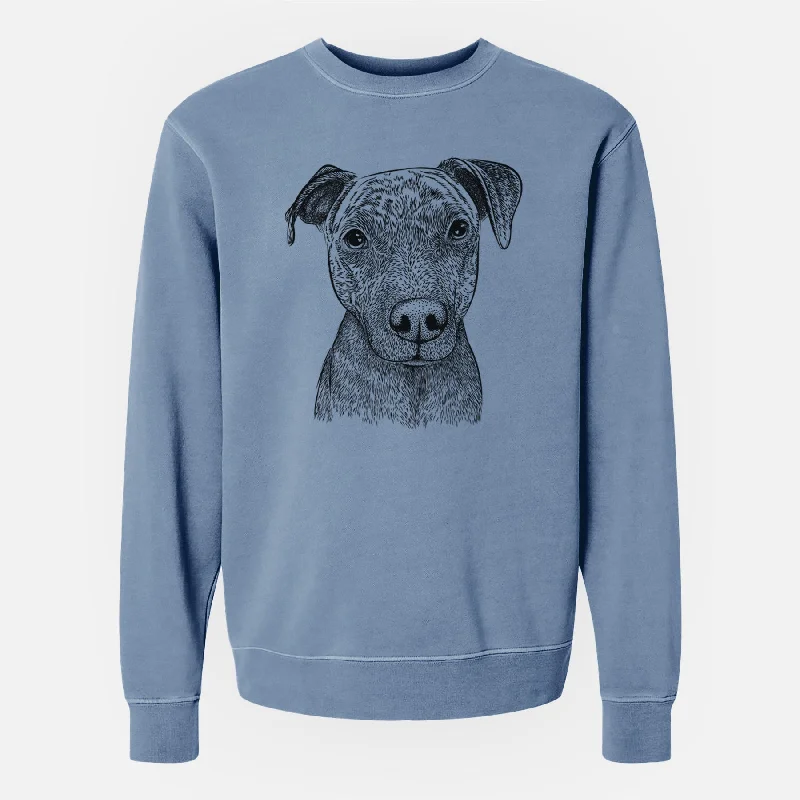 Bare Reeses the Pitbull - Unisex Pigment Dyed Crew Sweatshirt Hoodie with Hem Contrast Bold Stylish