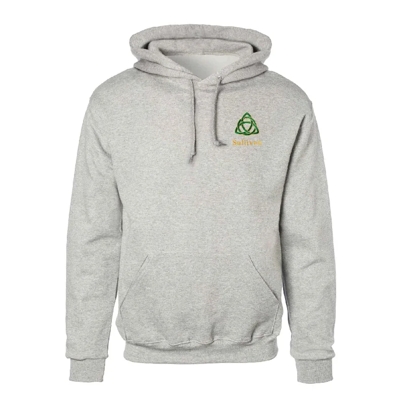 Celtic Trinity Knot Embroidered Personalized Hoodie- Gray Hoodie with Toggle Buttons Decorative Unique