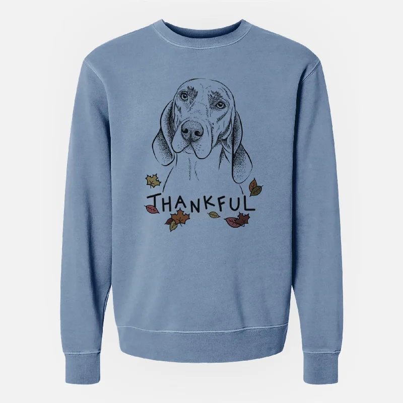 Thankful Norman the Plott Hound - Unisex Pigment Dyed Crew Sweatshirt Hoodie with Fur Luxurious Winter