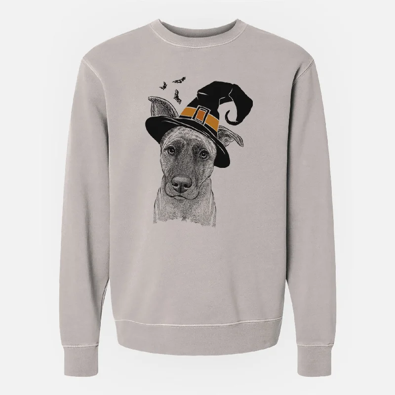 Witch Zoey the Mixed Breed - Unisex Pigment Dyed Crew Sweatshirt Hoodie with Embroidery Detailed Premium