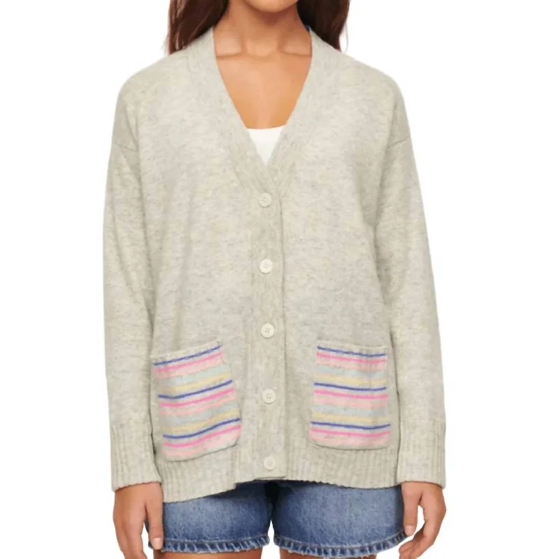 Arya Cardigan In Pale Grey Collared Crew Neck Turtle Neck