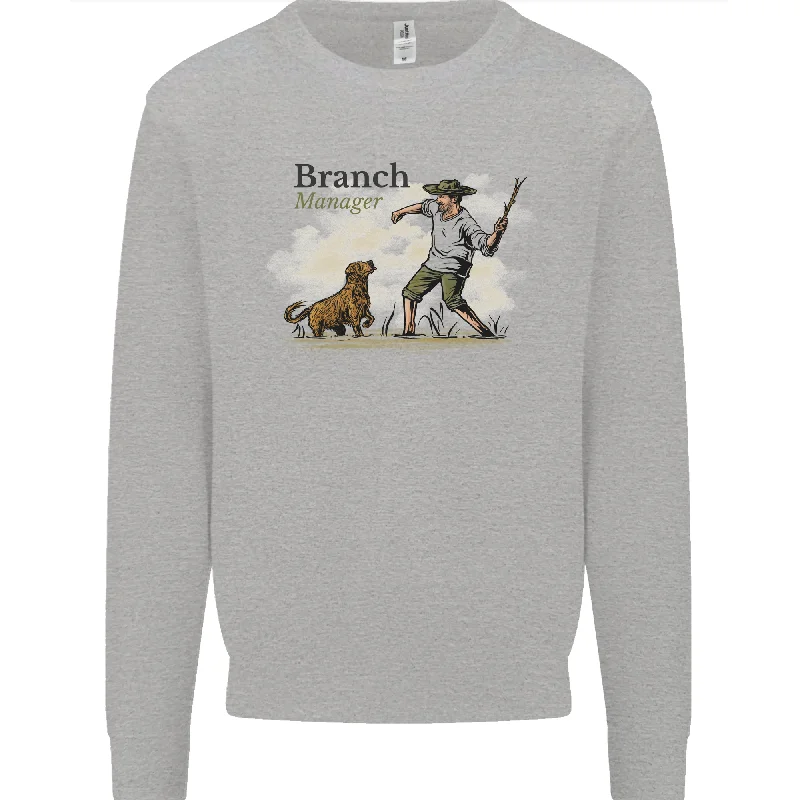 Branch Manager Funny Dog Walking Dad Mens Sweatshirt Jumper Hoodie with Elastic Waist Stretchable Comfortable