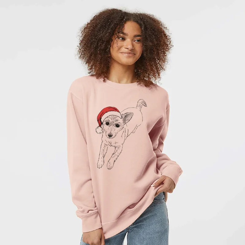 Santa Maisie the Terrier Mix - Unisex Pigment Dyed Crew Sweatshirt Hoodie with High-Low Hem Asymmetrical Trendy