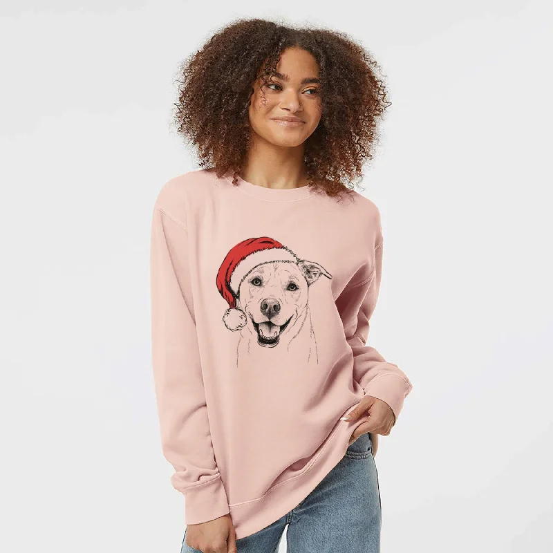 Santa Carl the Mixed Breed - Unisex Pigment Dyed Crew Sweatshirt Hoodie with Frayed Bohemian Relaxed