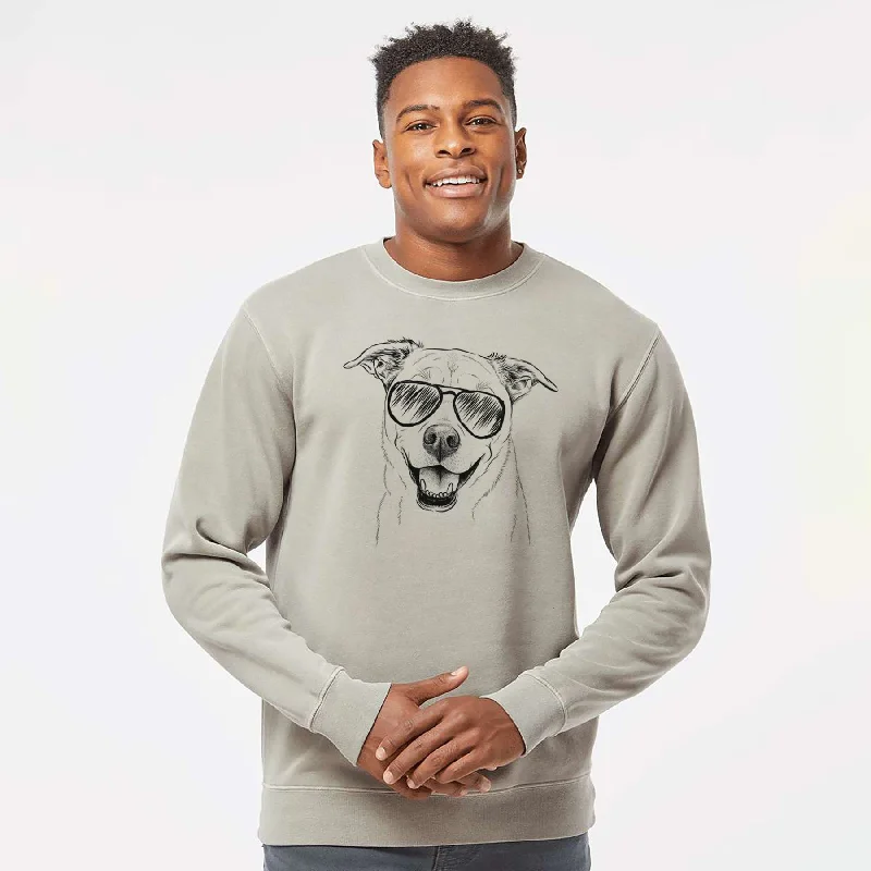 Aviator Carl the Mixed Breed - Unisex Pigment Dyed Crew Sweatshirt Hoodie with Relaxed Fit Easy Casual