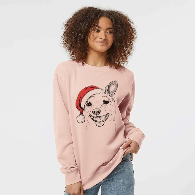 Santa Mortimer the Mixed Breed - Unisex Pigment Dyed Crew Sweatshirt Hoodie with Hem Detail Decorative Unique