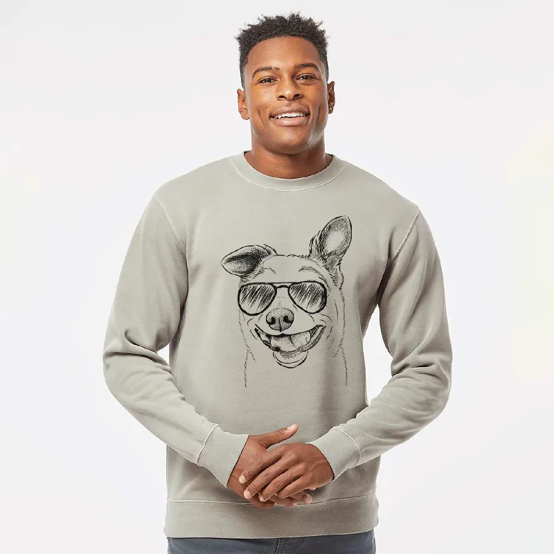 Aviator Mortimer the Mixed Breed - Unisex Pigment Dyed Crew Sweatshirt Hoodie with Hem Ribbing Snug Secure