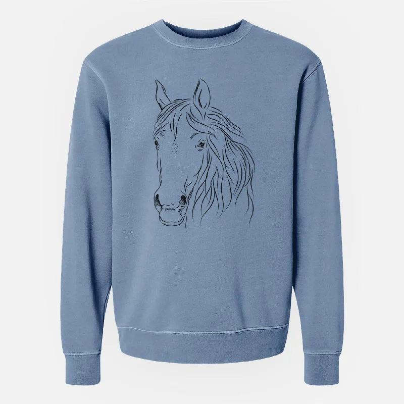 Bare Aria the Horse - Unisex Pigment Dyed Crew Sweatshirt Hoodie with Full-Zip Functional Layering