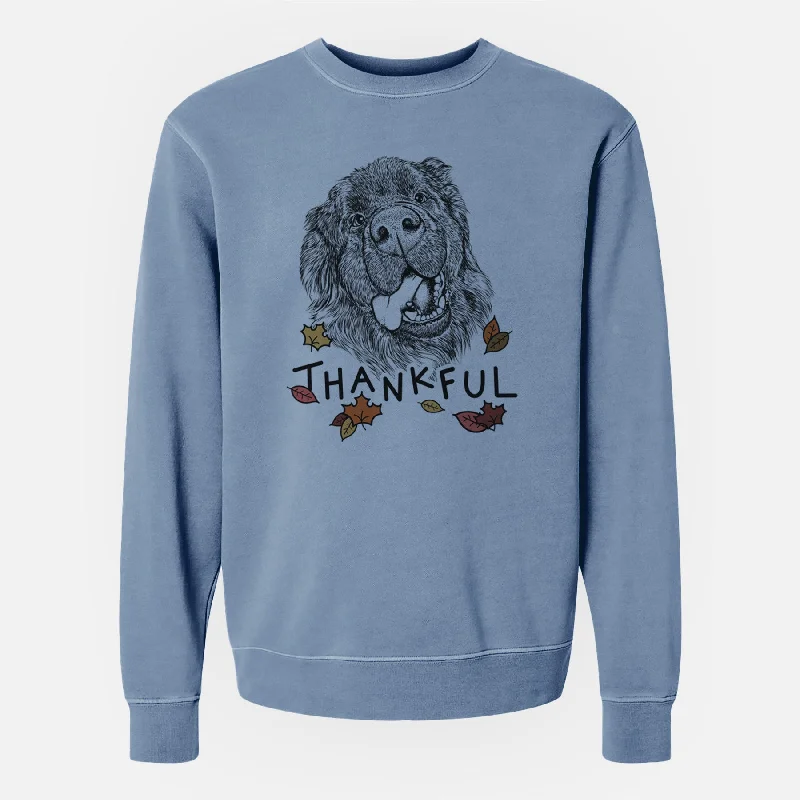 Thankful Tuna the Newfoundland - Unisex Pigment Dyed Crew Sweatshirt Hoodie with Gradient Ombre Colorful