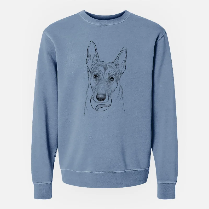 Bare Greta the German Shepherd - Unisex Pigment Dyed Crew Sweatshirt Hoodie with Half-Zip Sporty Casual