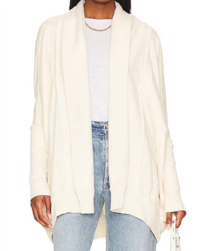 Monday-Friday Cardigan In Nilla Cream Zippered Buttoned Snapped