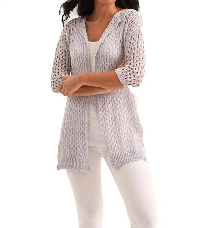 Noelle Crochet Cardigan In Slate Casual Formal Business