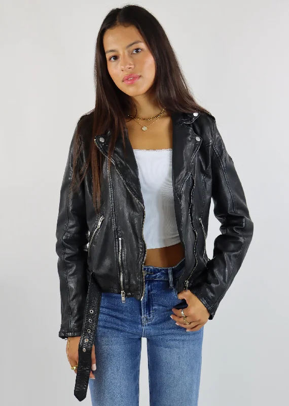 Angel City Leather Jacket ★ Black Elasticated Jacket Padded Jacket Insulated Jacket