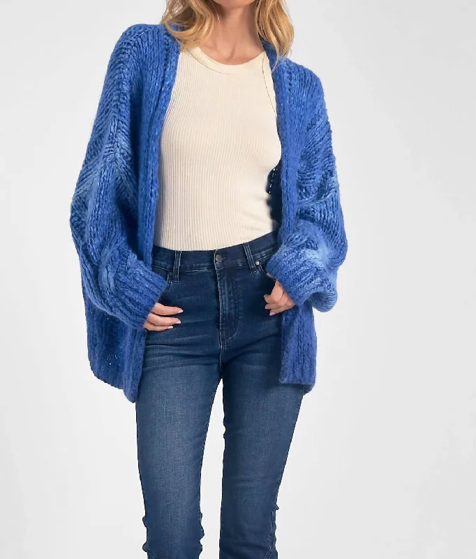 Chunky Cardigan In Blue Stylish Fashionable Trendy