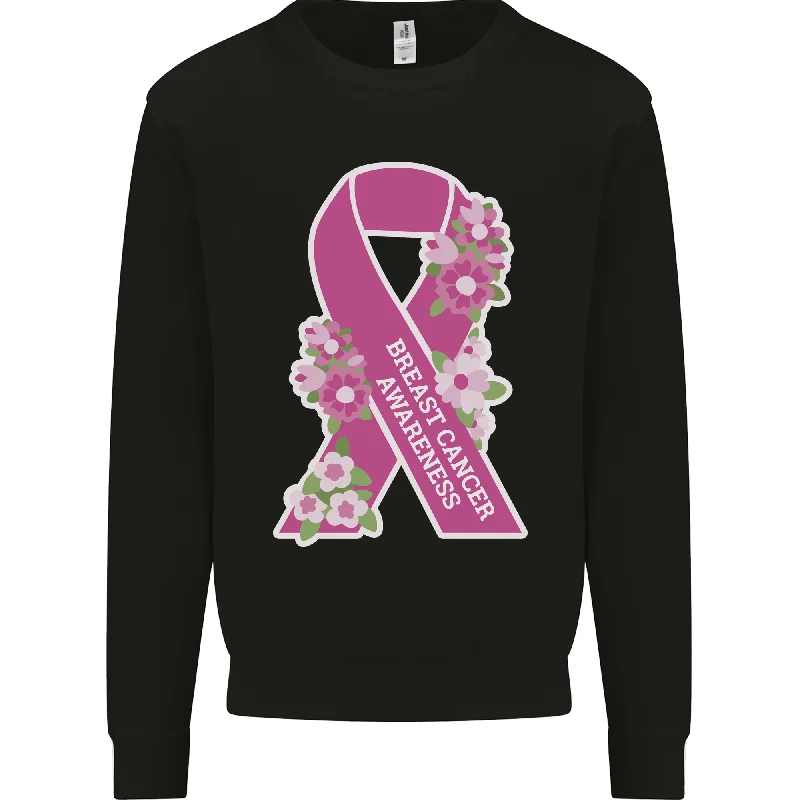 Breast Cancer Awareness Bow Mens Sweatshirt Jumper Hooded Sweatshirt Casual Wear Street Style