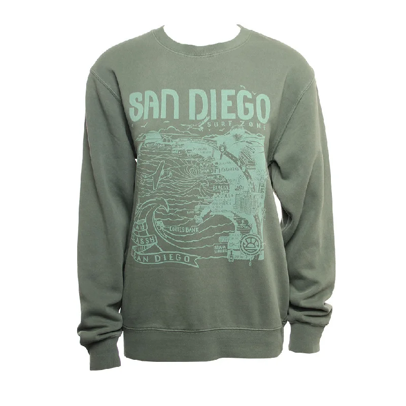 Hansen Womens Sweatshirt San Diego Map Crew Hoodie with Slim Fit Tailored Modern