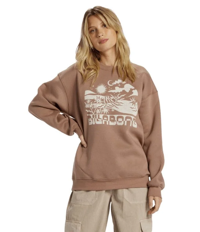 Billabong Womens Sweatshirt White Space Hoodie with Applique Textured Unique