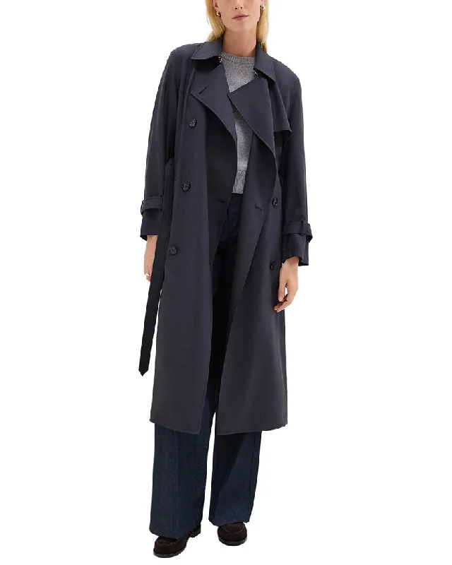 Theory Relaxed Wool-Blend Trench Coat Trench Raincoat Windbreaker