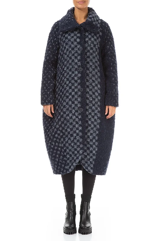 Balloon Blue Alpaca Wool Coat Trapeze Tunic Caftan