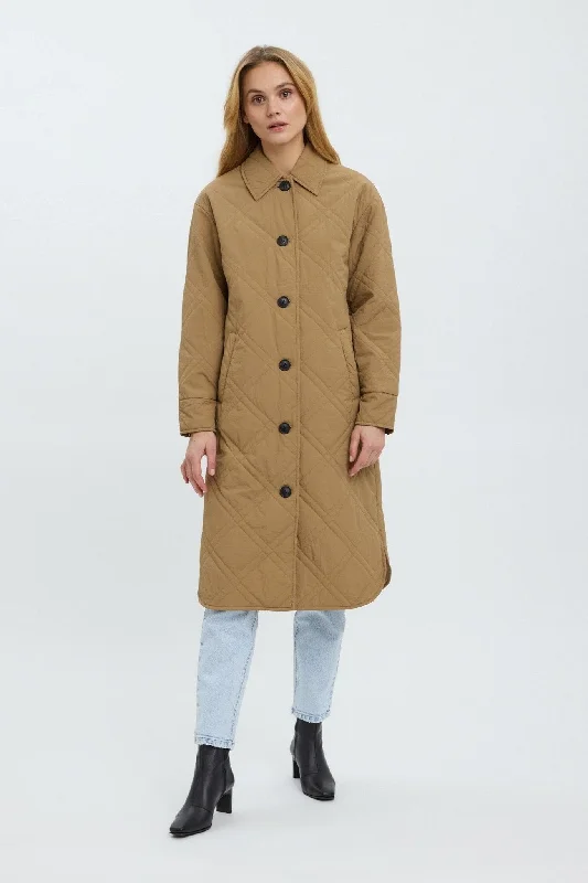 Ambere Merson Long Coat - Tigers Eye Suede Faux Fur Shearling