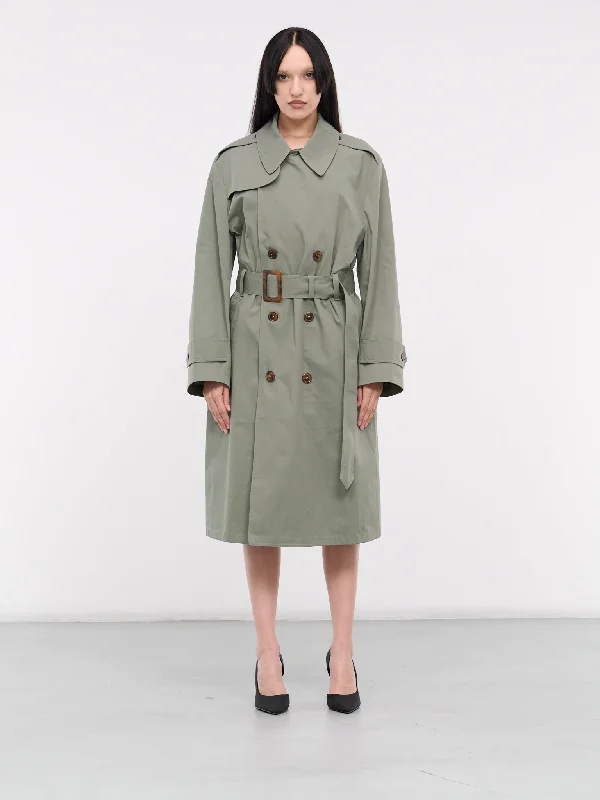 Cut-Out Trench Coat (VAQ07C002-OLIVE) Kimono Robe Cloak