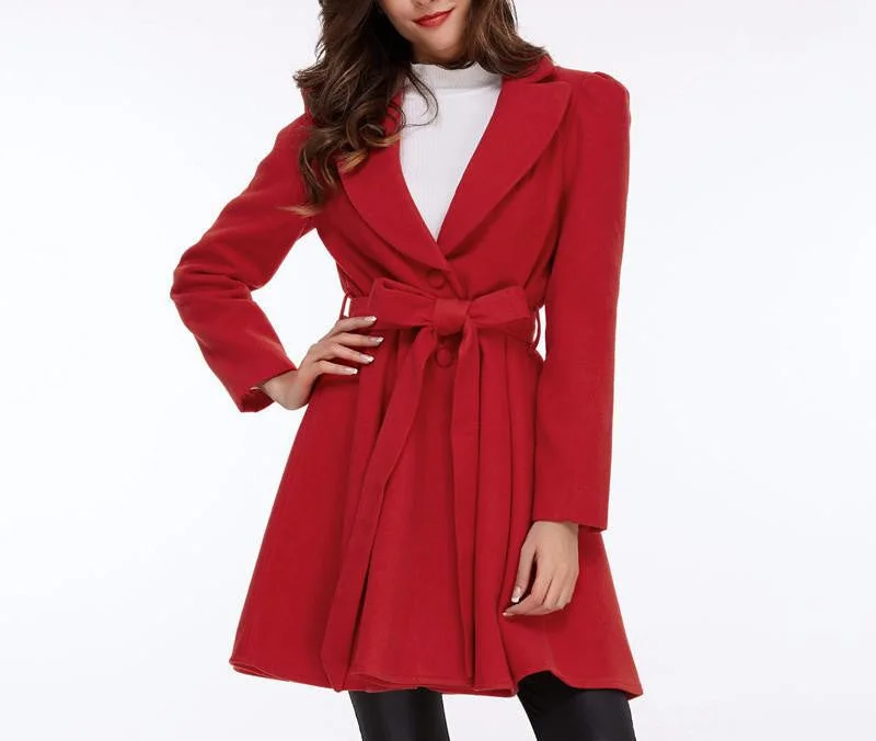 women trench coat vintage famale coat elegant style long sleeve red fashion slim women long coat Trench Raincoat Windbreaker