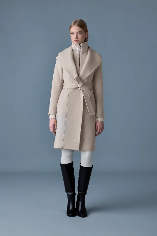 Mackage - Norita Double Face Wool Coat With Sash in Trench Bolero Crop Top Camisole