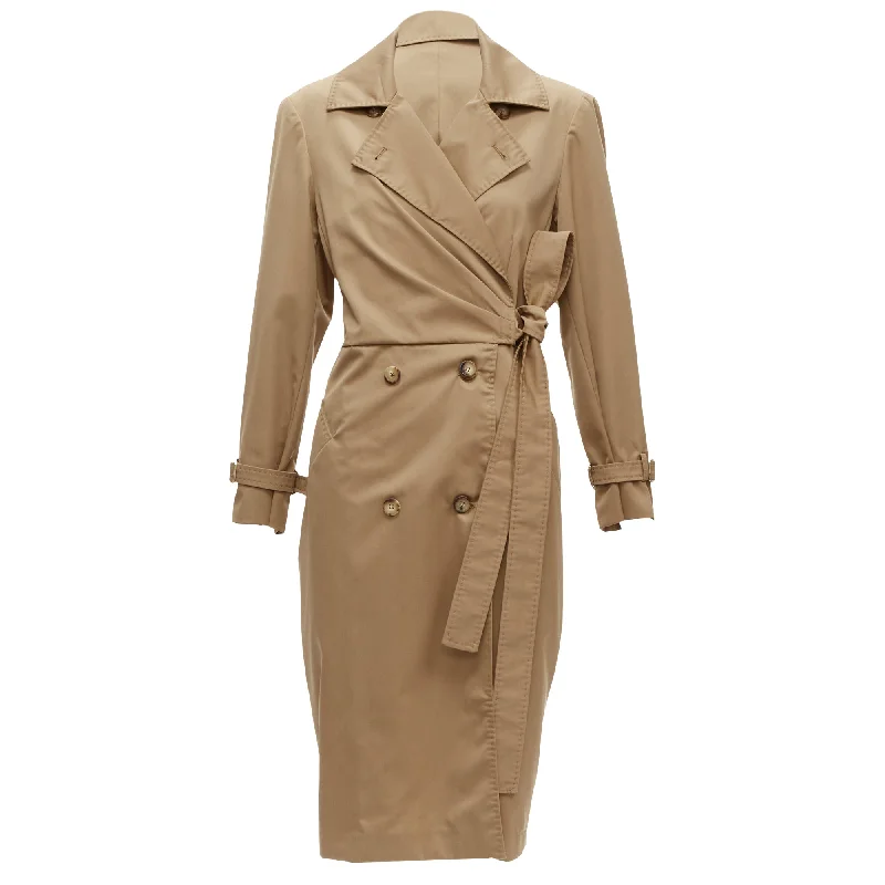 Max Mara virgin wool wrap tie trench coat dress Buttoned Toggled Snapped