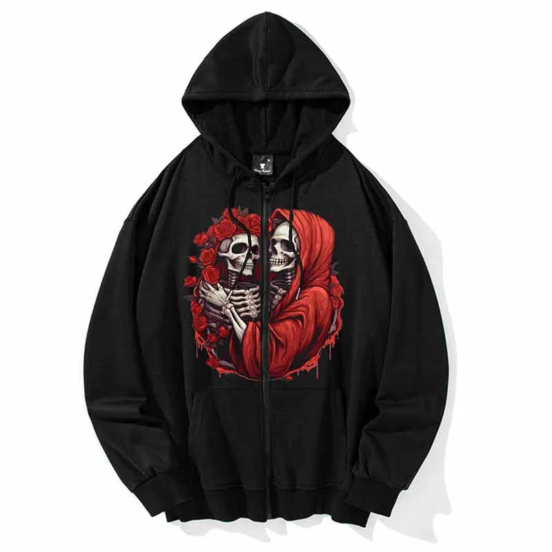 Gothic Skull Wedding Print Hoodie Coat Tweed Herringbone Houndstooth