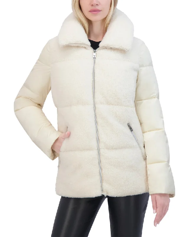 Tahari Puffer Coat Trim Padded Insulated