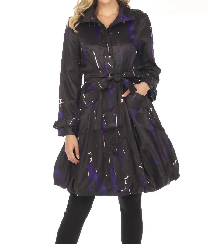 Bubble Trench Coat In Constillation Midnight Wool Cashmere Tweed