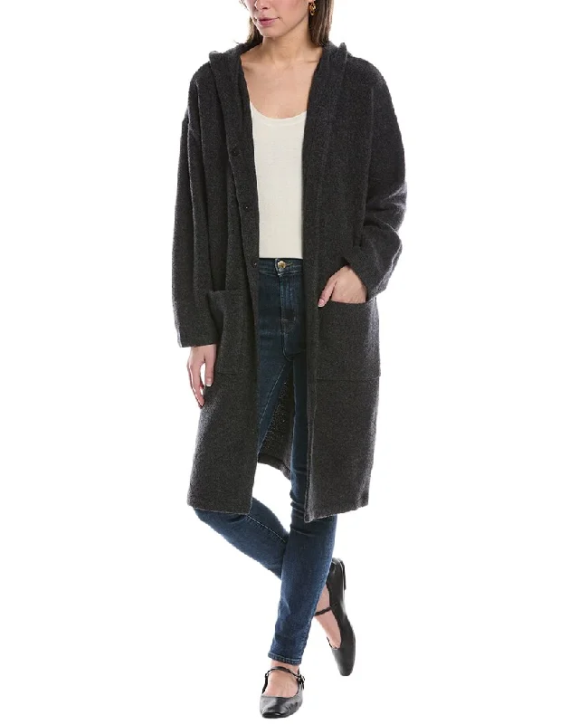 EILEEN FISHER Hooded Wool-Blend Coat Cuffed Rolled Raglan