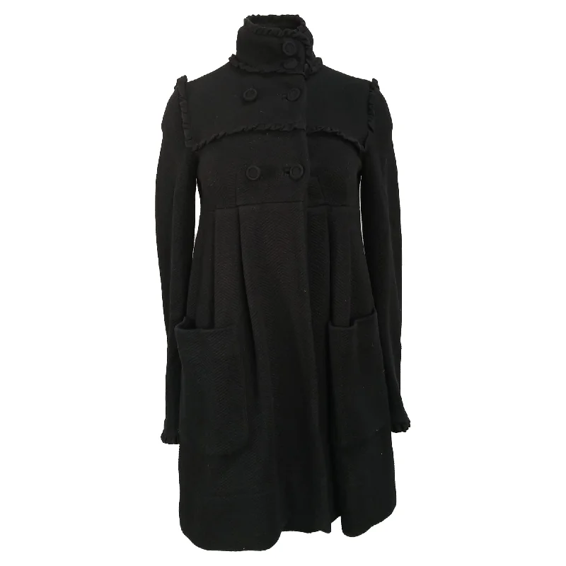 Diane von Furstenberg Car Coat in Black Cotton Vest Waistcoat Gilet