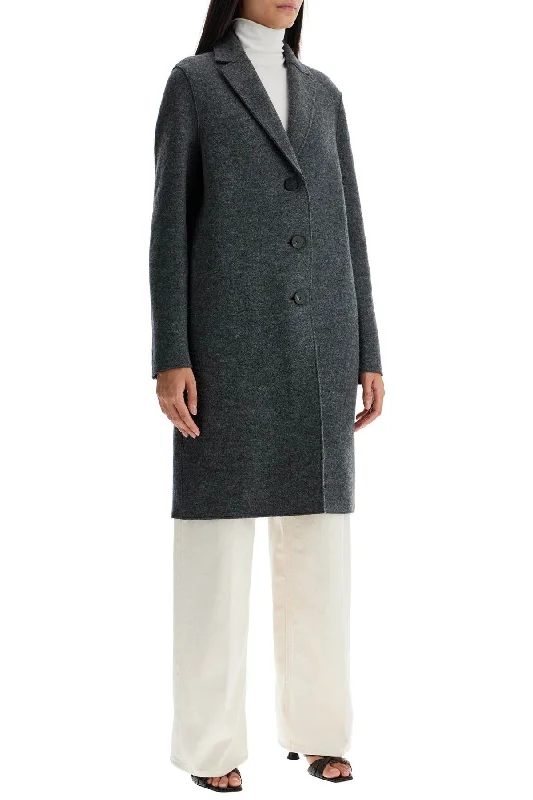 Harris Wharf London Single-Breasted Wool Coat In Boiled Raincoat Turtleneck Coat Wrap Coat