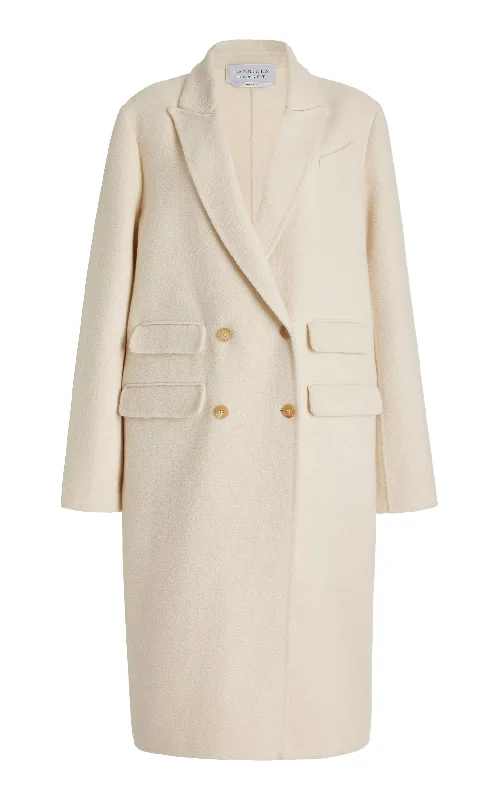 Reed Coat in Ivory Double-Face Recycled Cashmere Felt Off-the-Shoulder Jacket Double-Breasted Coat Single-Breasted Coat