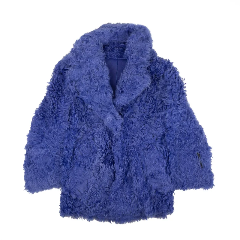 Blue Shearling Fur Coat Stole Shawl Scarf