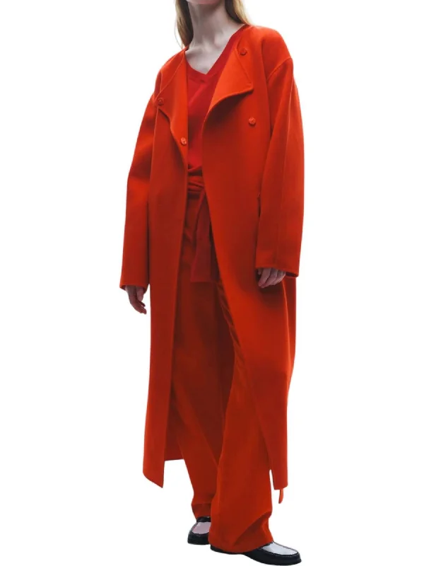 Aspen Wool Coat In Poppy Red Striped Polka Dot Solid