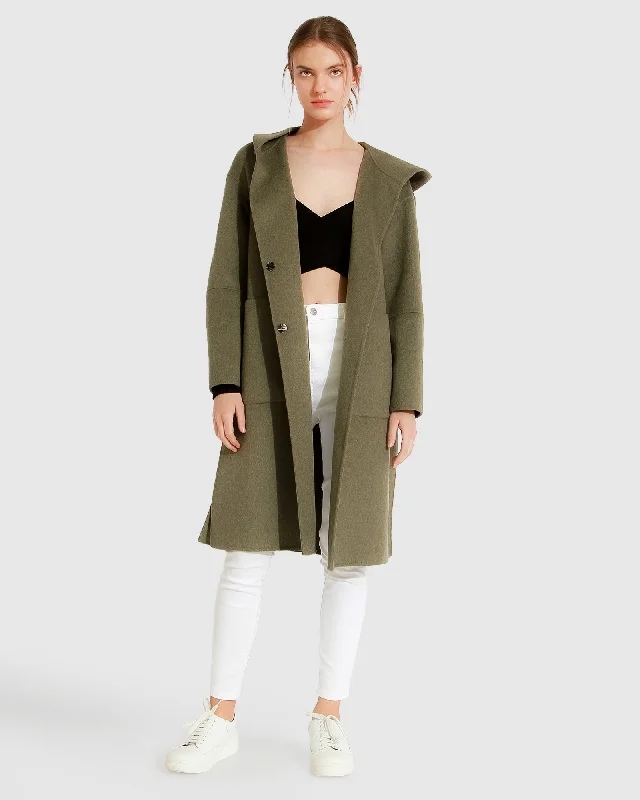 Walk This Way Wool Blend Oversized Coat Raincoat Turtleneck Coat Wrap Coat